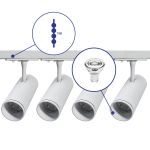 Bright Choice Komplettset 1-Phasen Rail 1 Meter Weiß | incl. 4x Spot + GU10 2700K 3W Dimmbar + Abschlusskappe, Stromanschluss
