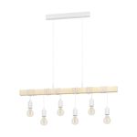 Eglo Pendelleuchte Townshend Stahl Weiß Holz | IP20 - Geeignet für 6x E27 